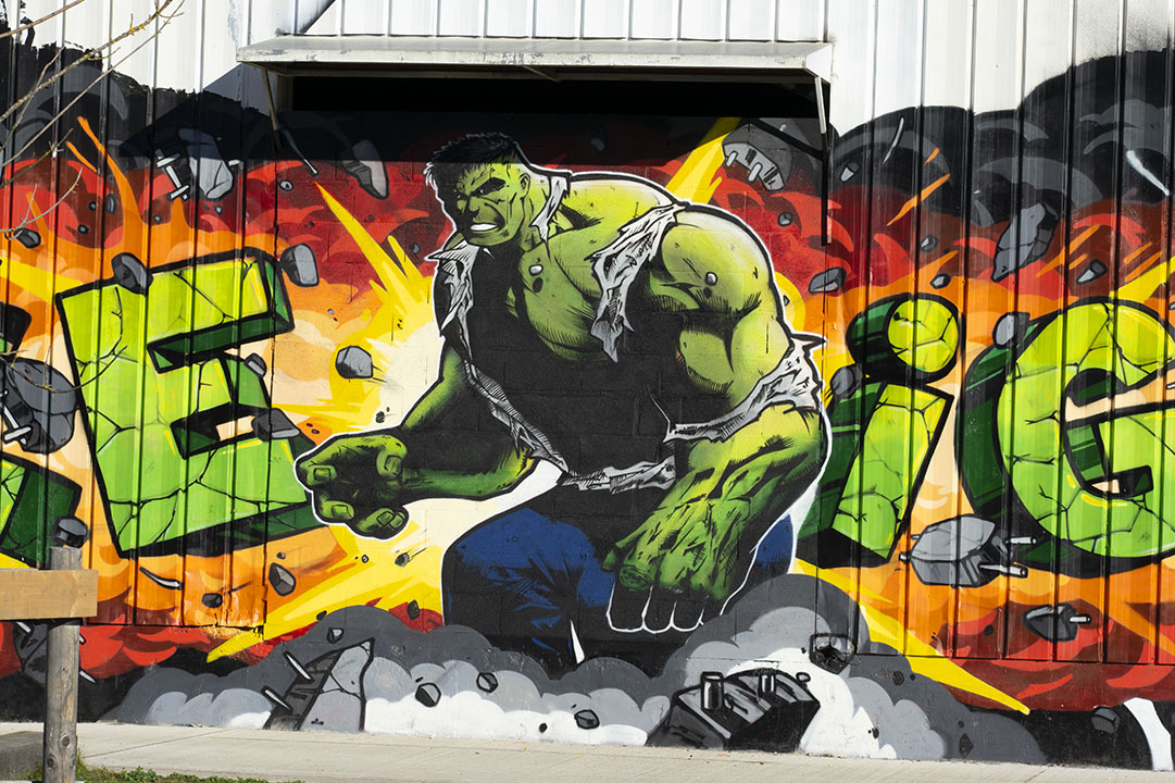 Détails fresque Hulk VS Sleigh
