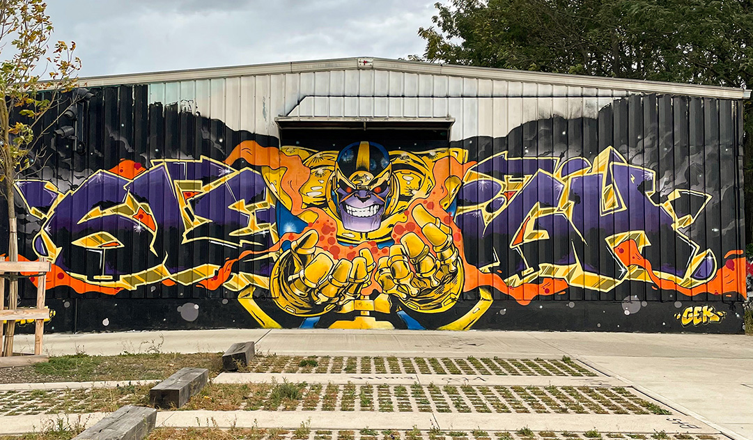 thanos vs sleigh Vue d'ensemble de la fresque