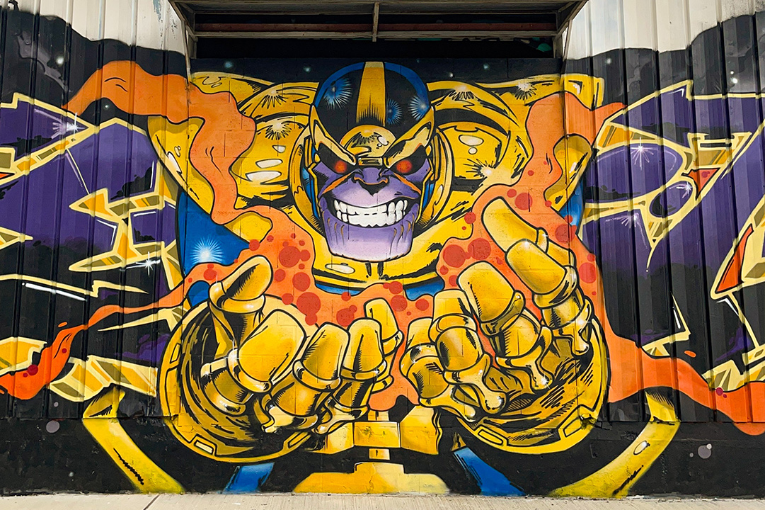 Thanos vs sleigh Détails fresque terminée